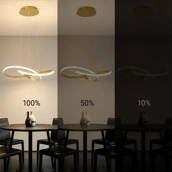 Brilagi - LED cu dimmer. Lampă suspendată pe cablu INFINITY LED/55W/230V 50x50 cm, finisaj auriu + telecomandă