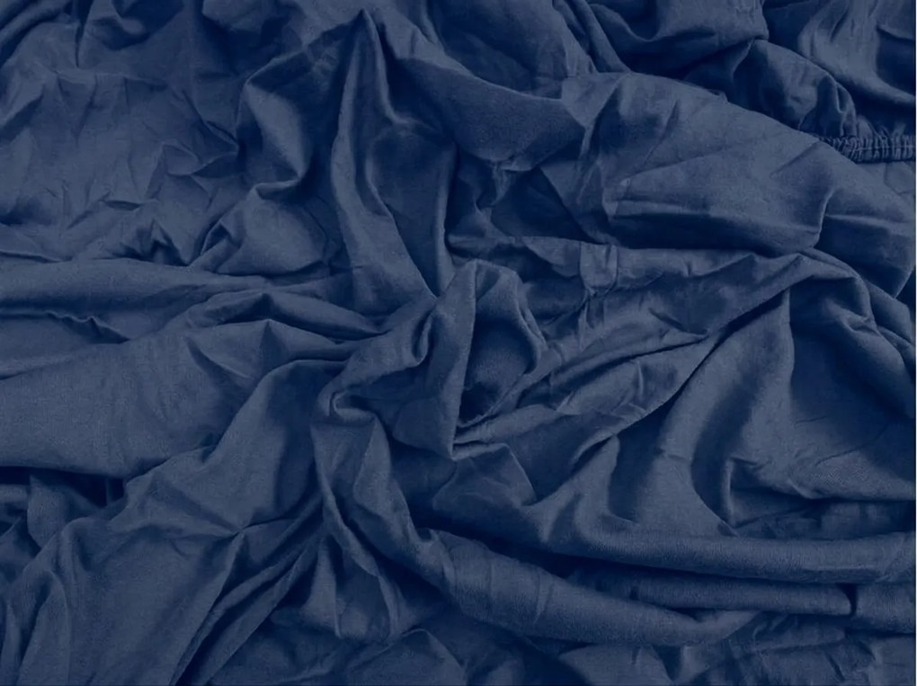 Cearsaf Jersey LUNA albastru inchis 160 x 200 cm, set 2 bucati