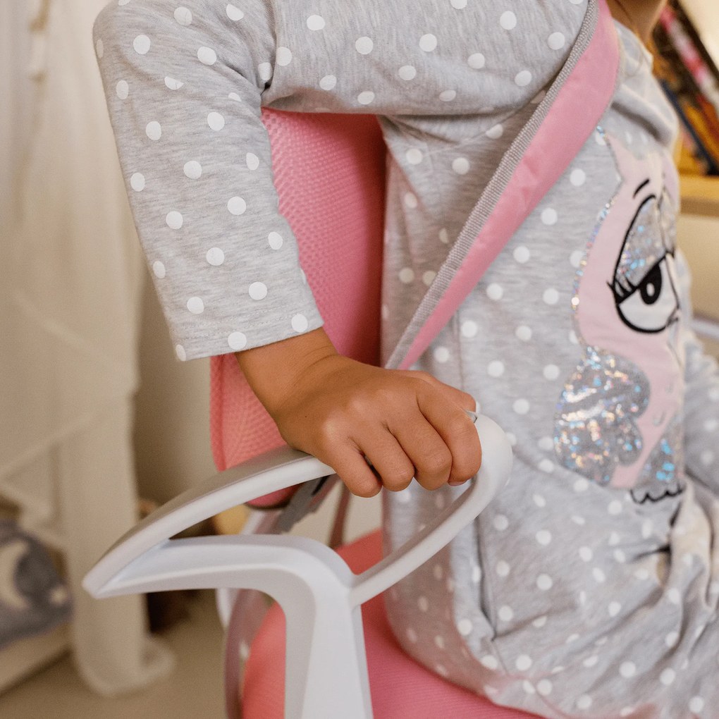 Zondo Scaun pentru copii în creștere cu suport și tracturi Aureola (roz + alb). 1028719