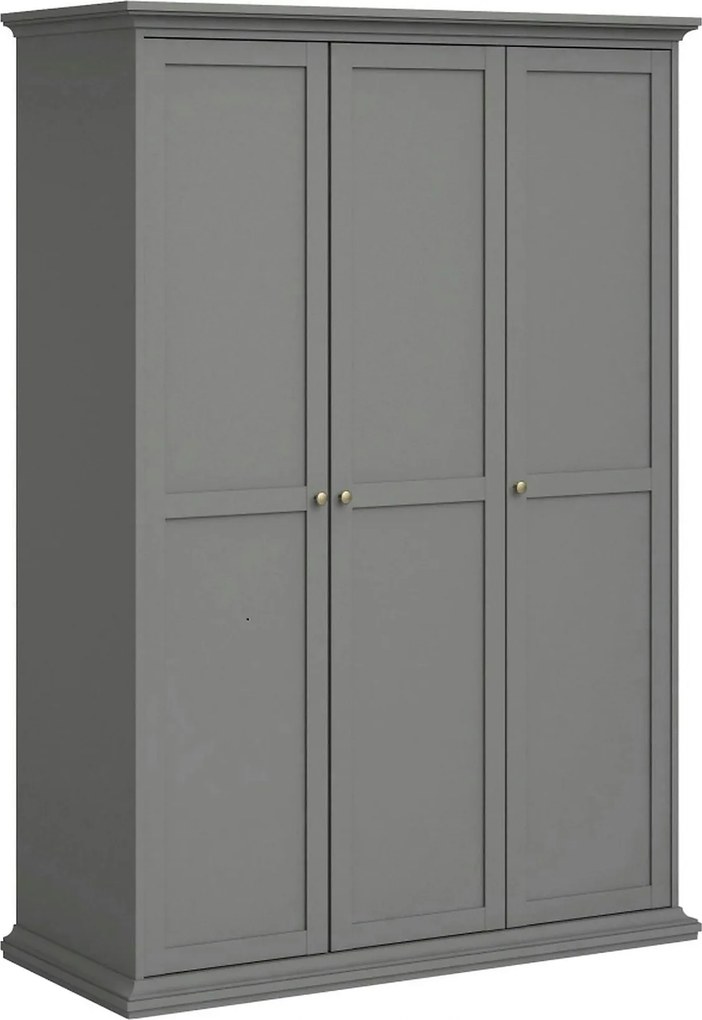 Dulap PARIS, gri, PAL laminat, cu 3 usi, 139x61x201 cm