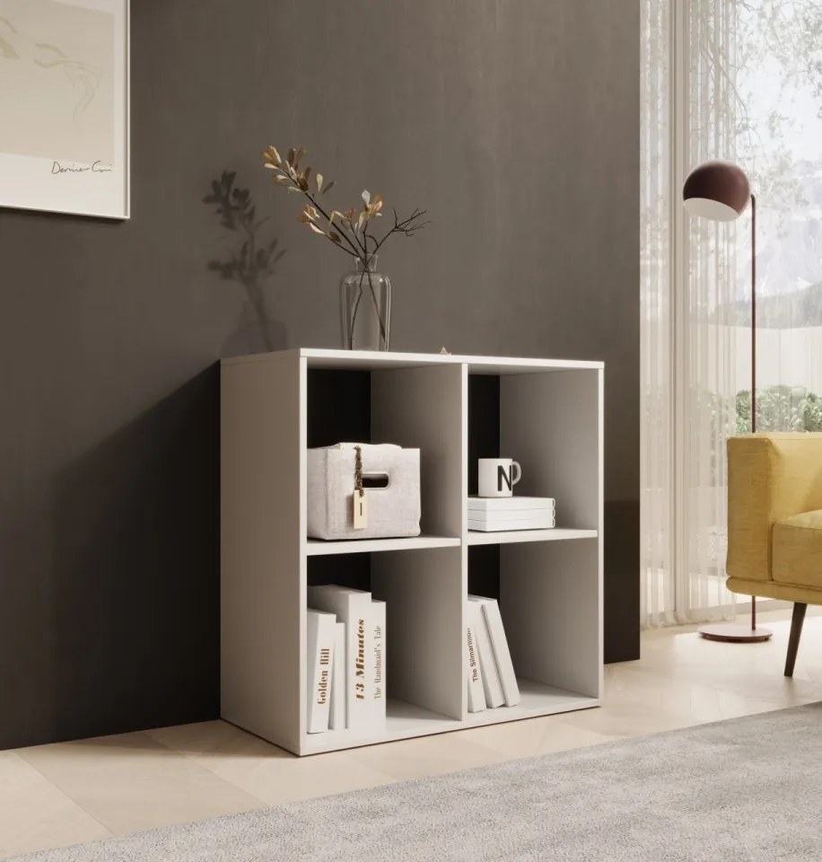 Bibliotecă, 80x80 cm, Lenti, ADRK Furniture (Culoare: Alb)