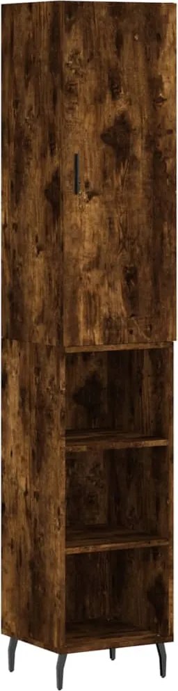 vidaXL Dulap înalt, stejar fumuriu, 34,5x34x180 cm, lemn prelucrat
