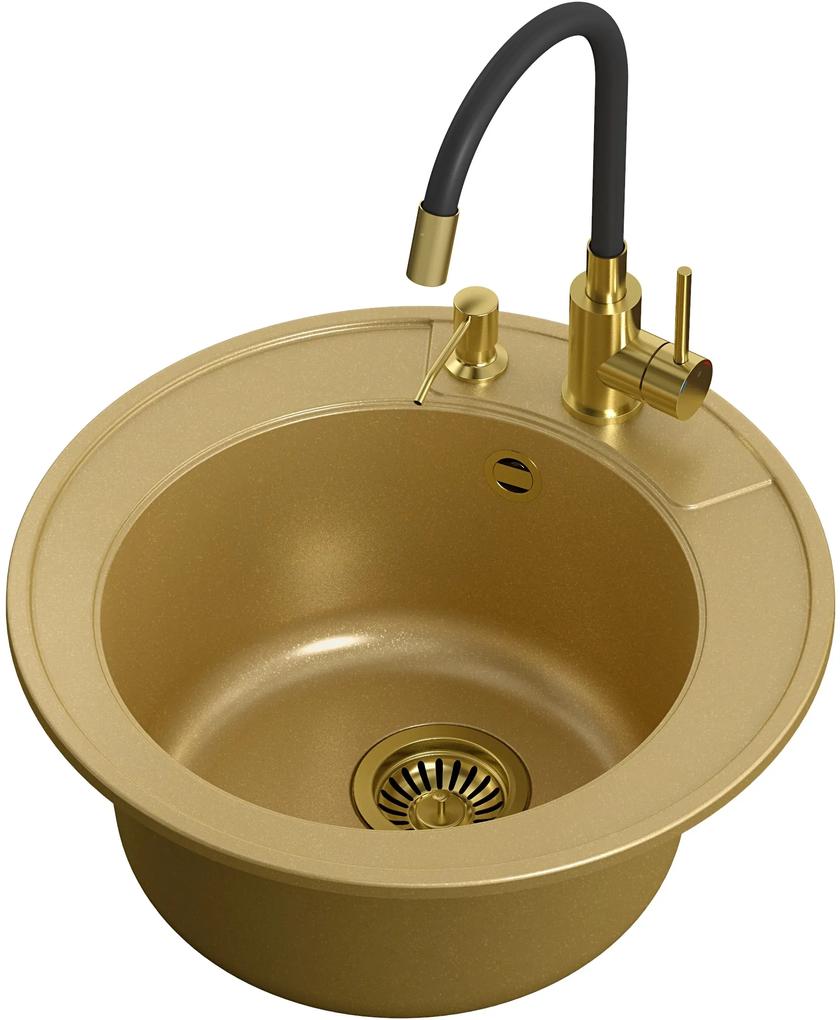 Quadron Morgan chiuvetă cu robinet și dozator auriu / auriu ARTM5151G1_3323503PVDG1_D
