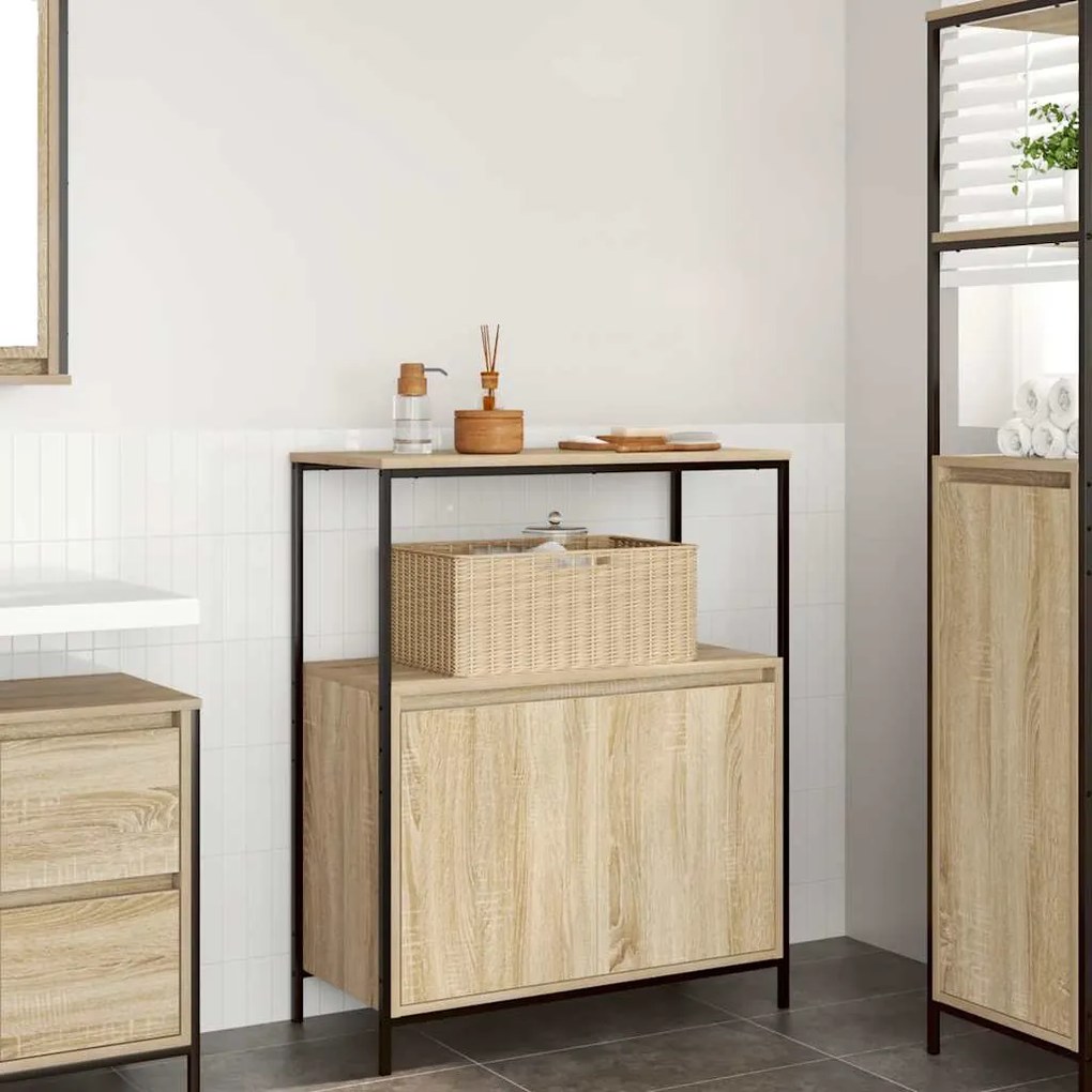 vidaXL Dulap de baie cu rafturi Stejar Sonoma 76,5x35x95 cm
