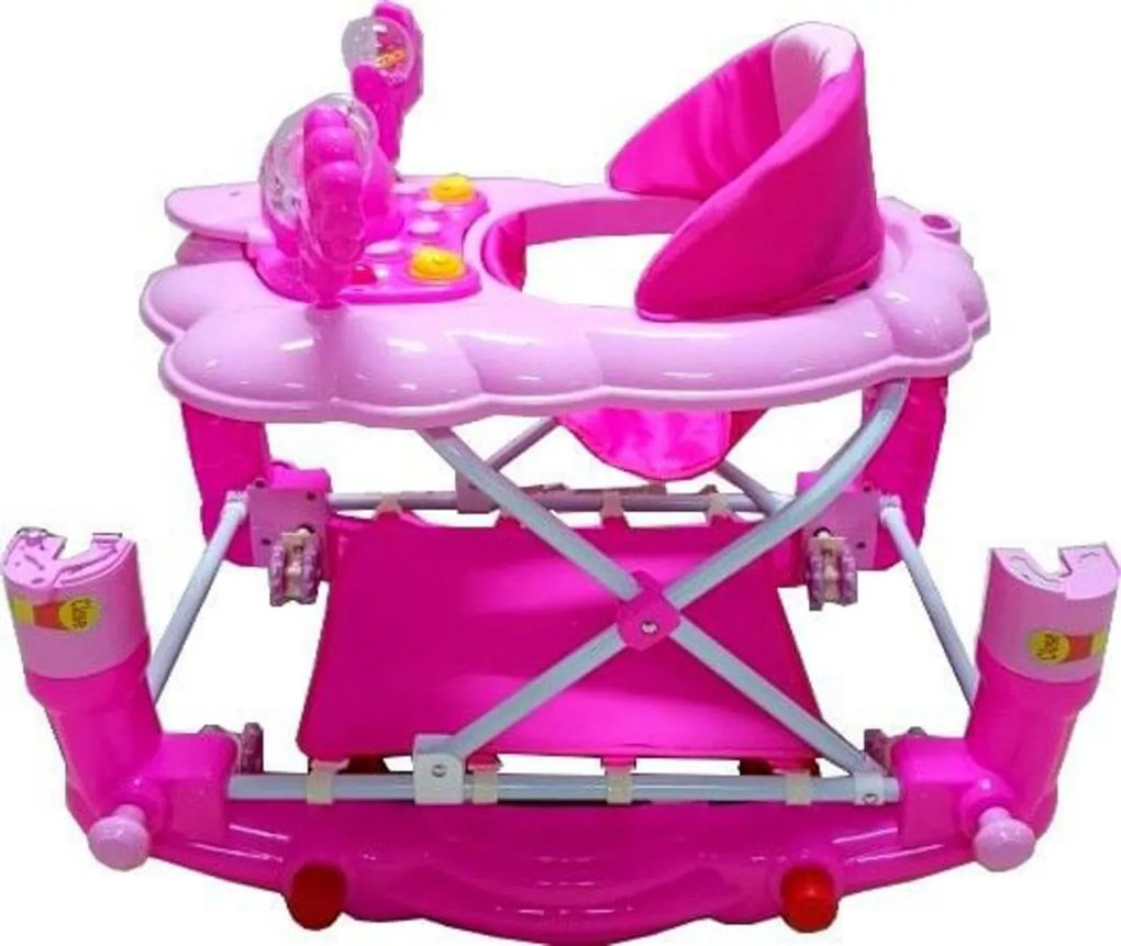 Premergator cu sistem de balansare Baby Care™ H914 , roti din silicon, cu melodii, Ratusca, Pliabil, ROZ