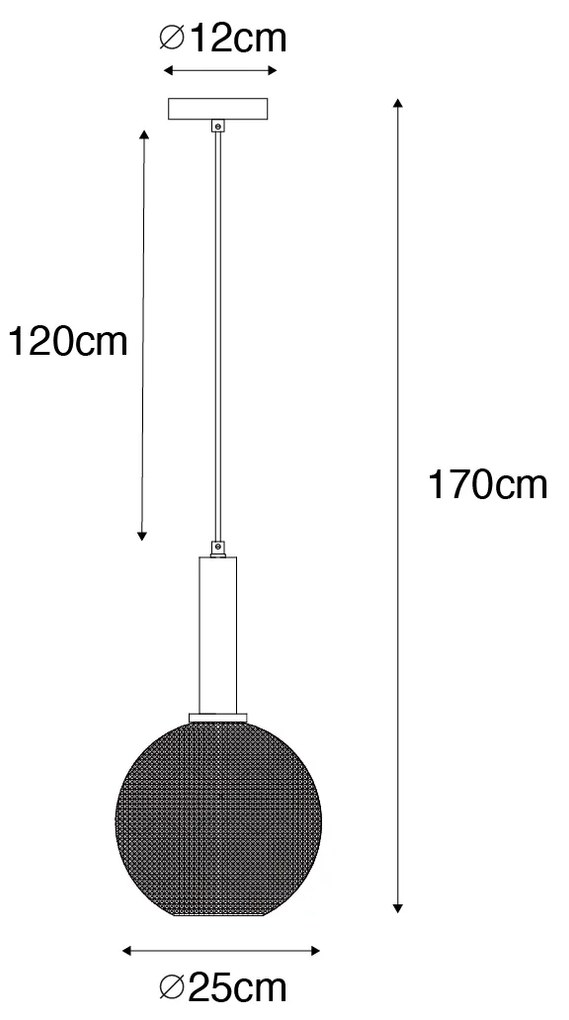 Lampă pendantă de design neagră cu sticlă fumurie - Chico
