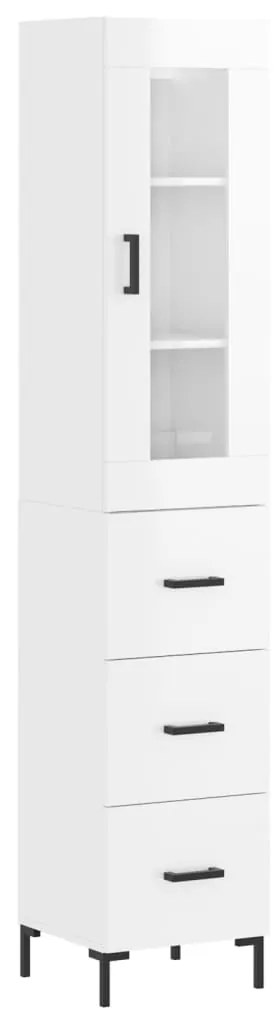 3199235 vidaXL Dulap înalt, alb extralucios, 34,5x34x180 cm, lemn prelucrat