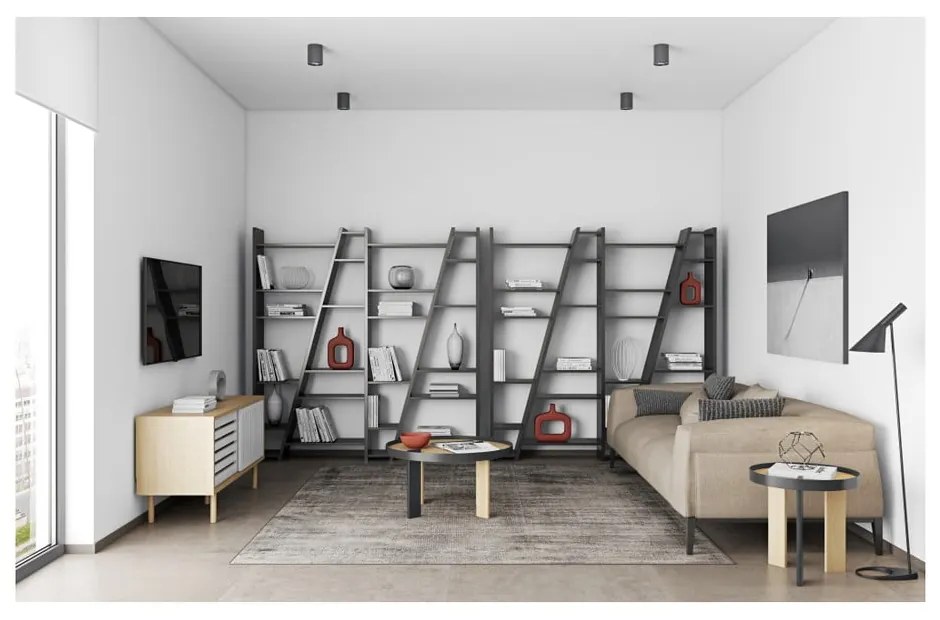 Bibliotecă TemaHome Delta, negru mat