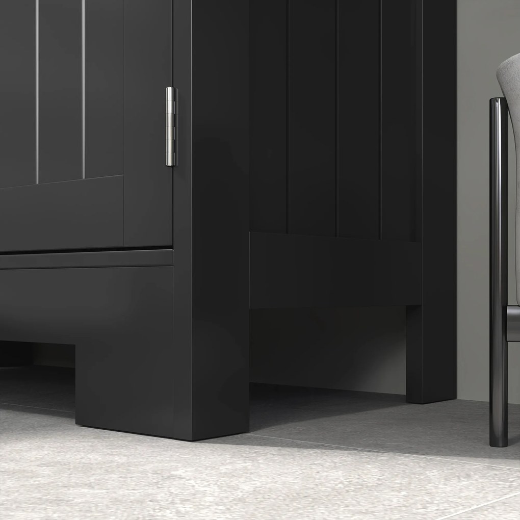 kleankin Mobilier Baie Multi-rangamente Mare Niche 2 sertare Dulap Ușă Dublă cu raft Negru | Aosom Romania