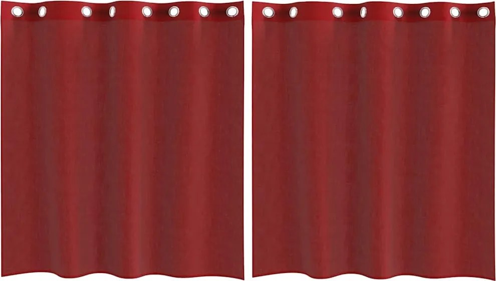vidaXL Perdele Voile cu Oelii 2 buc Roșu Vin