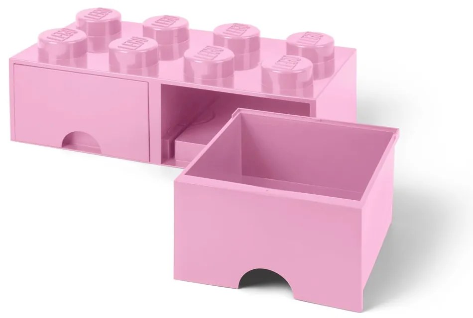 Cutie depozitare cu 2 sertare LEGO®, roz deschis