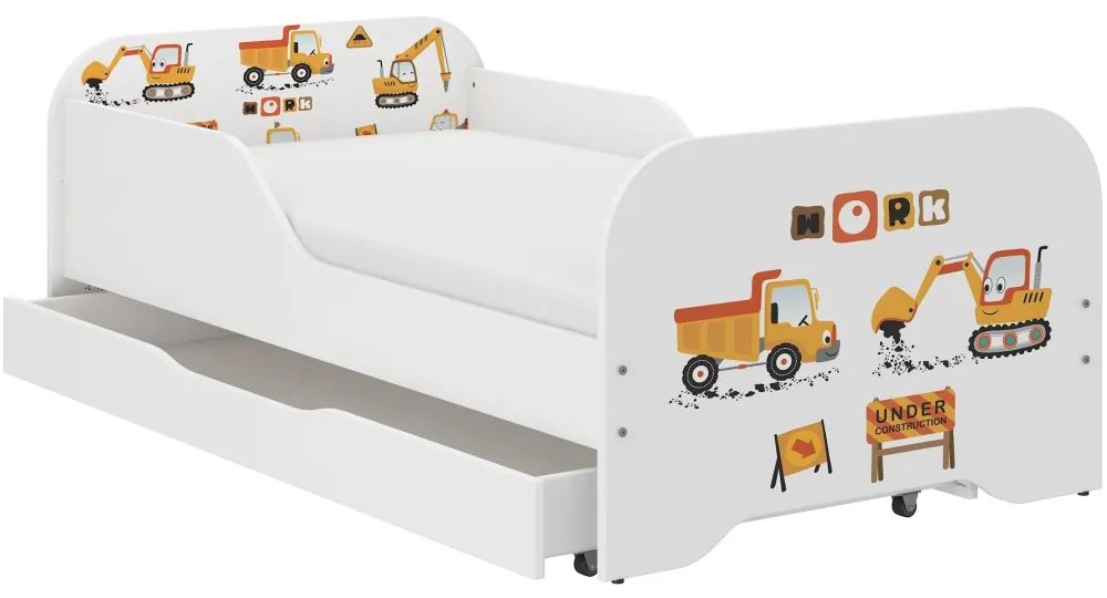 Pat baieti cu excavator si camion 140 x 70 cm