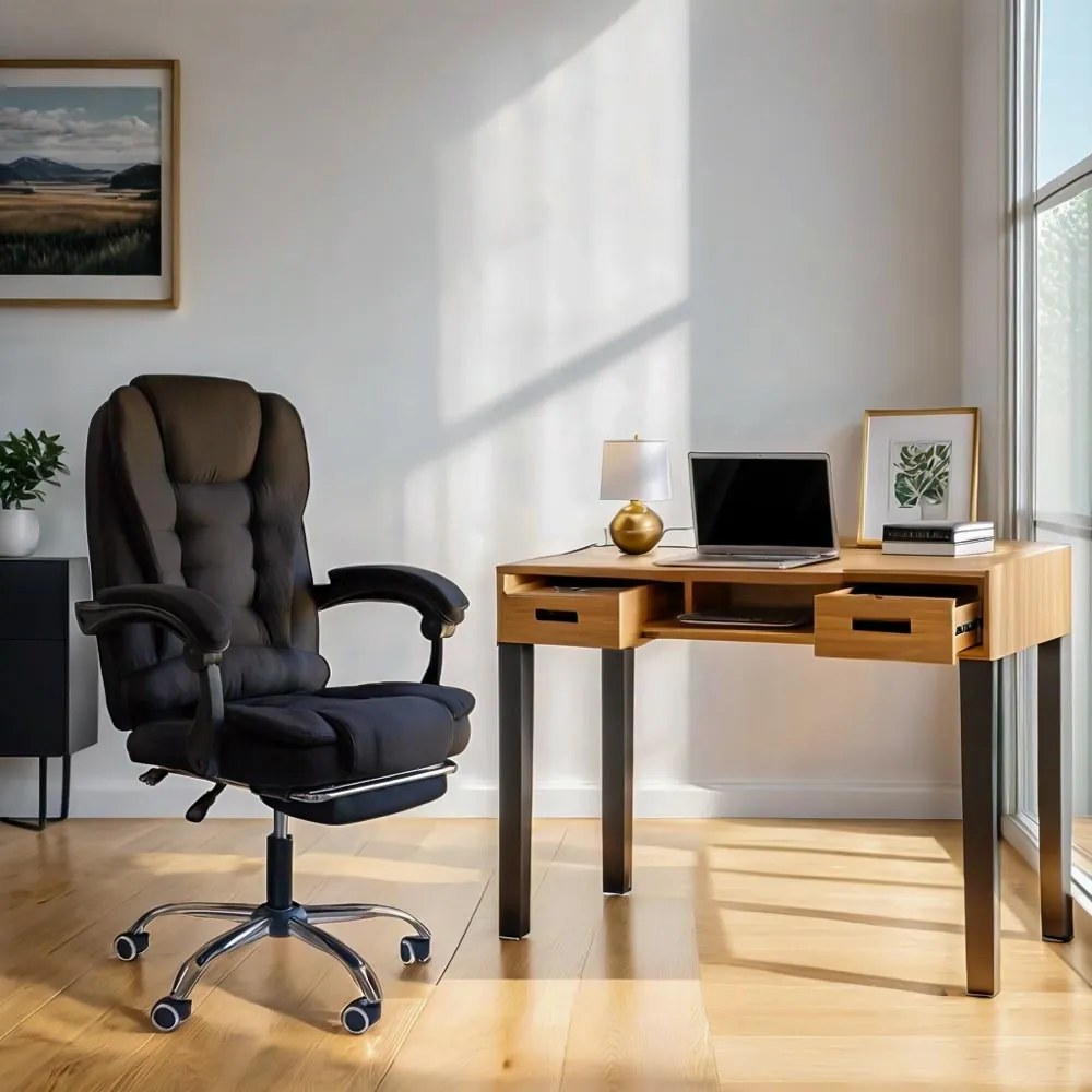 Scaun birou textil cu masaj in 7 puncte si baza metalica OFF 4181M negru