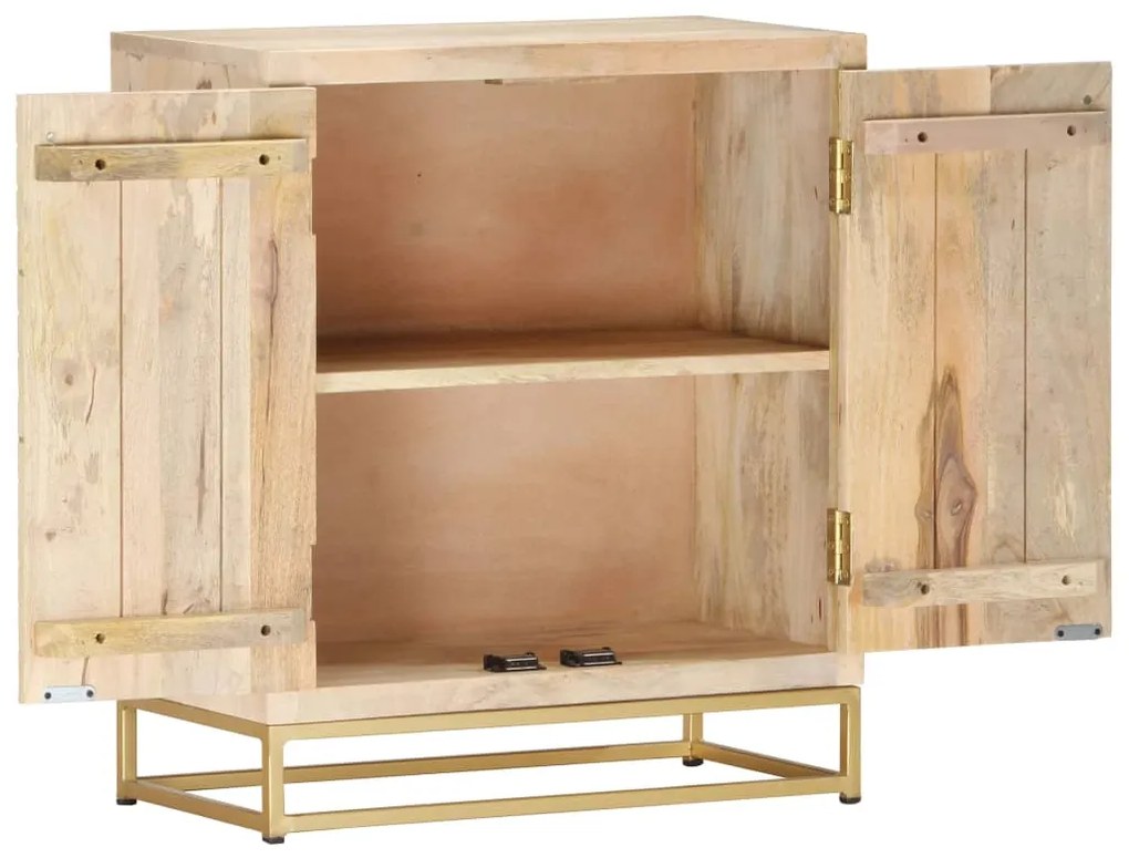 286502 vidaXL Servantă, auriu, 60 x 30 x 70 cm, lemn masiv de mango
