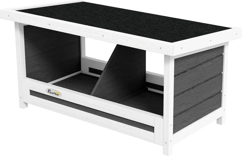 PawHut Cuibar pentru Găini cu 2 Zone, Bază Înălțată și Acoperiș din Bitum, 66x37x34 cm, Gri | Aosom Romania