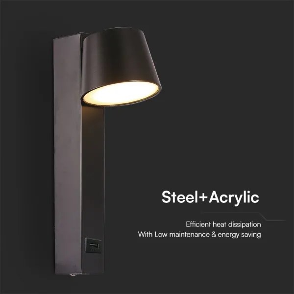 Spot LED de perete cu port USB LED/8W/230V 3000K