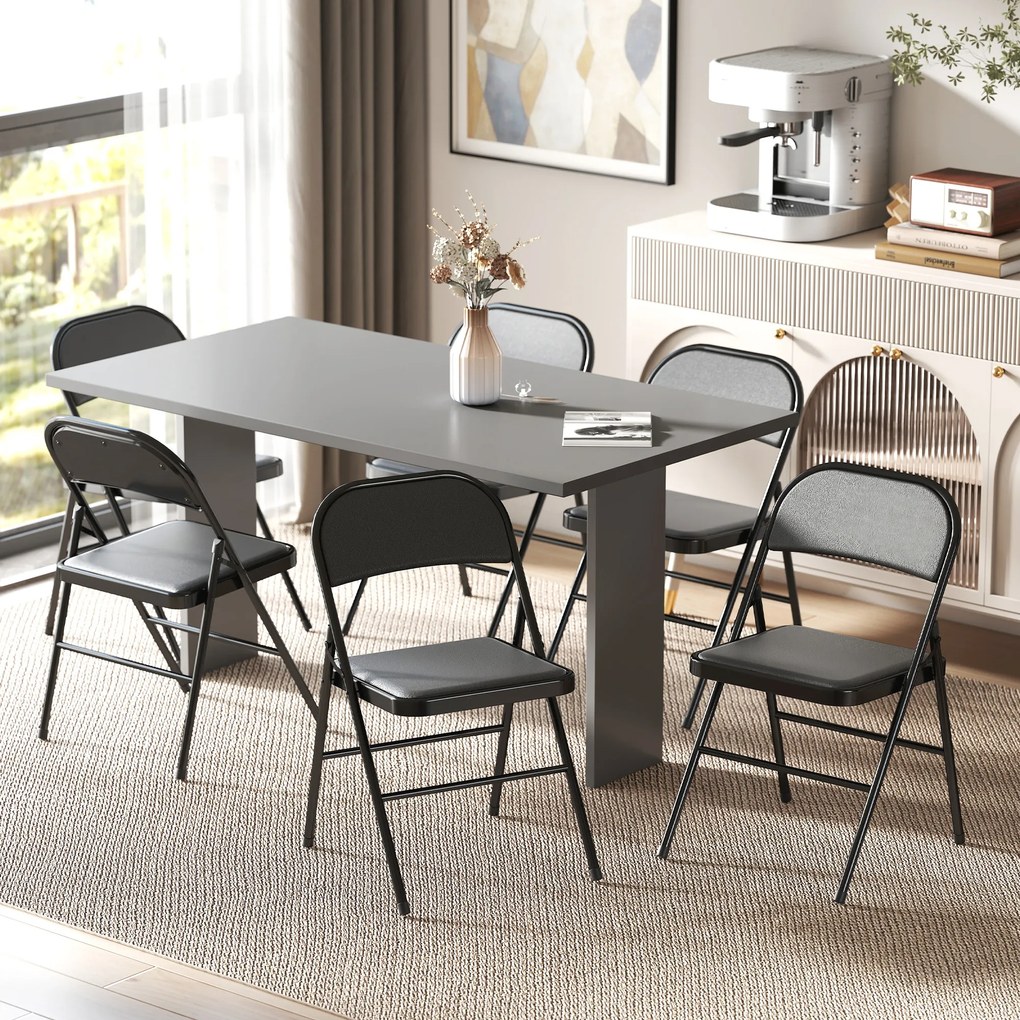 HOMCOM Set de 2 scaune pliante, scaune de birou portabile, picioare din oțel, scaun pliant pentru birou, recepție, sala de așteptare, piele ecologică, negru | Aosom Romania