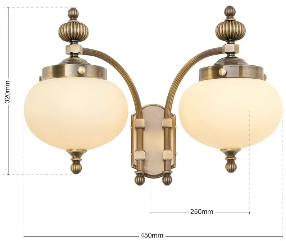 Aplica de perete stil clasic Nostalgie 2L down alama antique/champagne