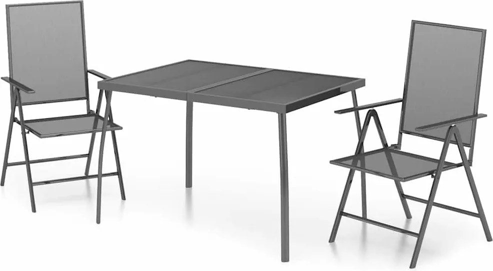 vidaXL Set de masă grădină, 3 piese, antracit, oțel