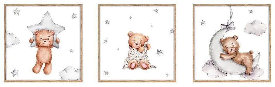 Tablouri pentru copii 3 buc. 20x20 cm Teddy Bear