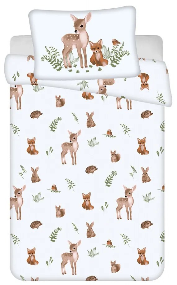 Animale Fawn &amp; Fox, set de lenjerie pentru copii 100×135cm, 40×60 cm