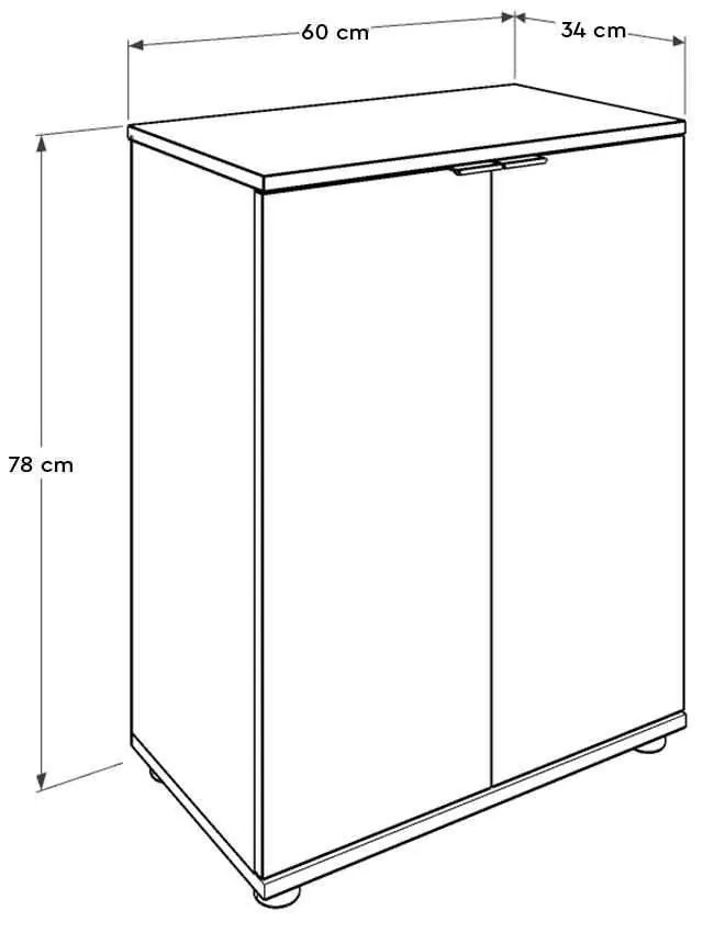 Pantofar Adore Dynamic, 2 usi, 5 rafturi, Sonoma, 60 x 78 x 34 cm