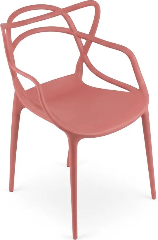 Set 4 bucati scaune din plastic KATO, coral.