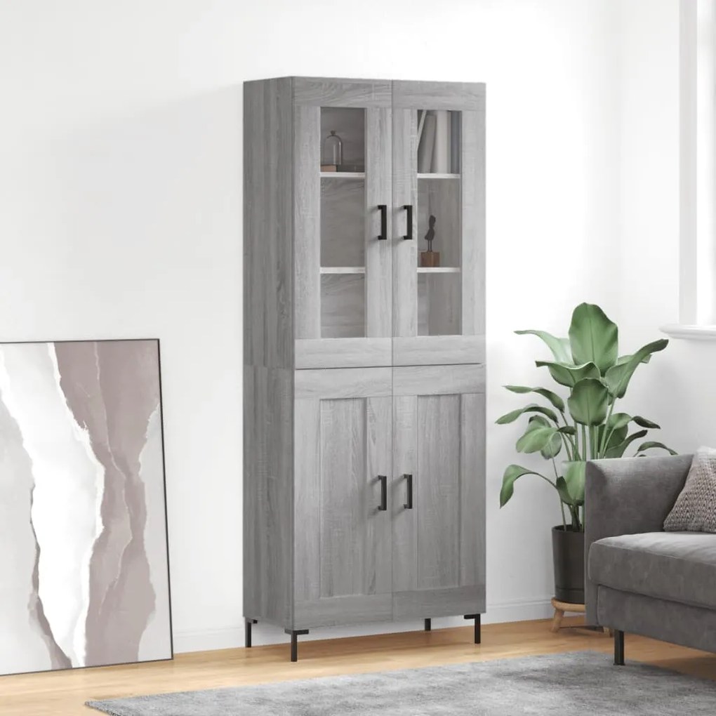 vidaXL Dulap înalt, gri sonoma, 69,5x34x180 cm, lemn compozit