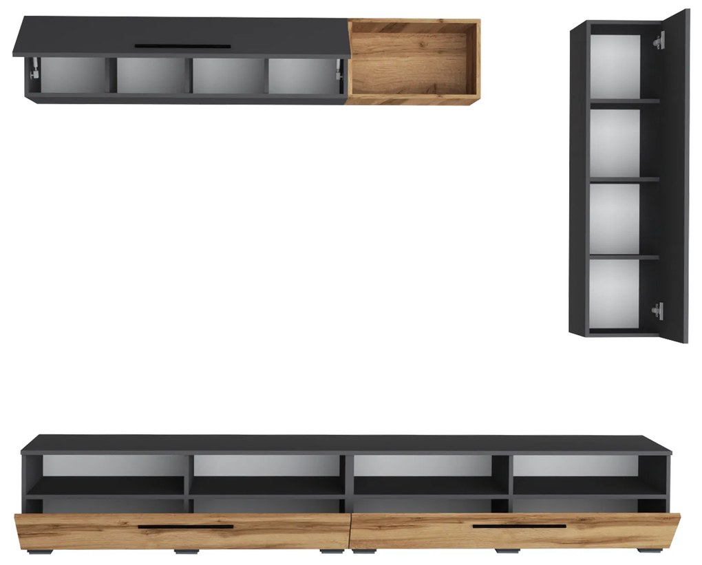 Living haaus Haga V13, Antracit/Stejar Wotan, L 240 cm