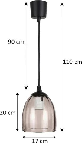 BRILAGI - Lustră LED pe cablu R GLASS 1xE27/60W/230V Ø 17 cm negru/bej fumuriu
