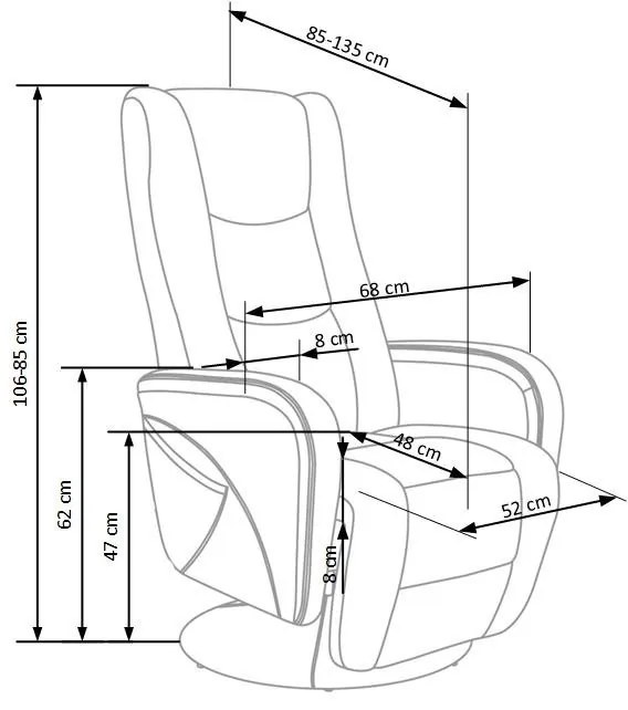 Fotoliu recliner cu functie de masaj Pulsar 2 stofa bej H106 cm