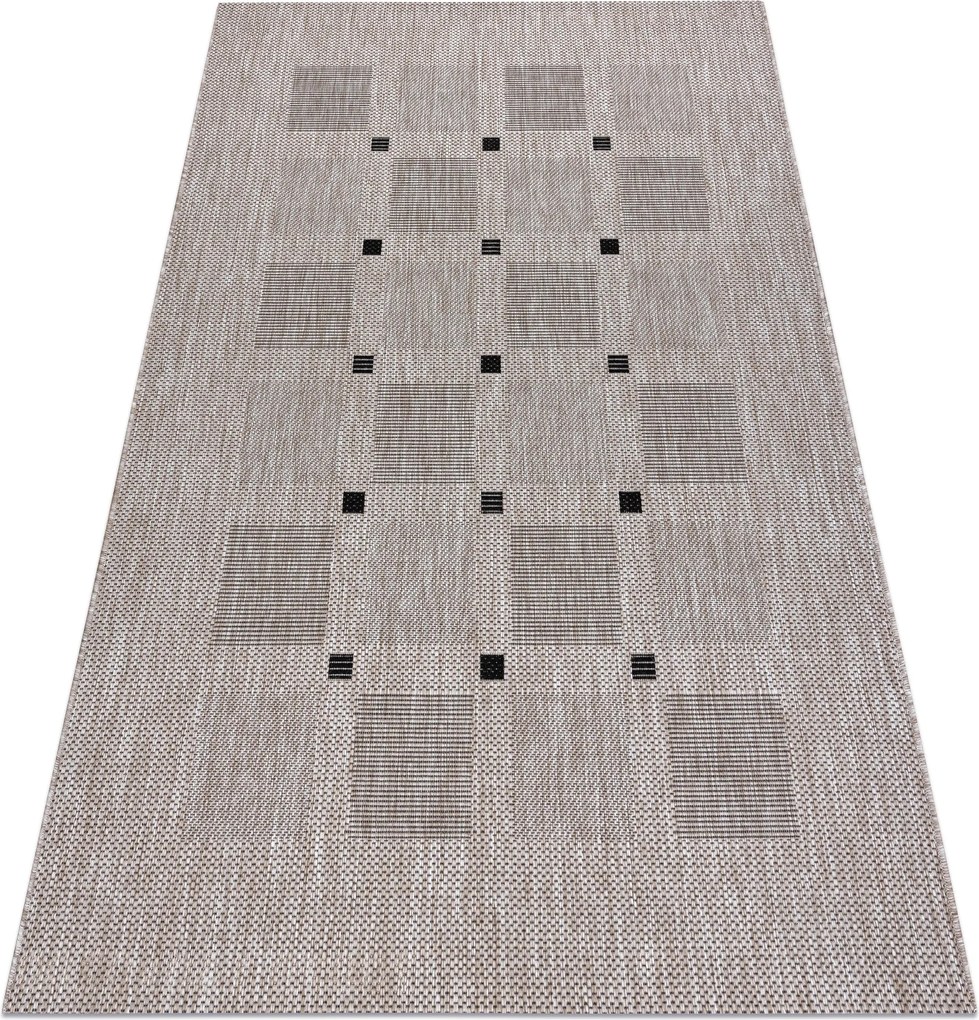Covor sisal Floorlux 20079 Pătrat argintiu si negru - SECUNDAR-COTATI PRODUSUL