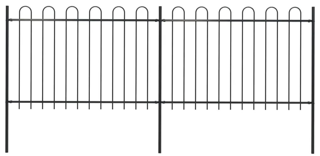Gard de gradina cu varf curbat, negru, 3,4 x 1,2 m, otel 1, 1.2 m, 3.4 m