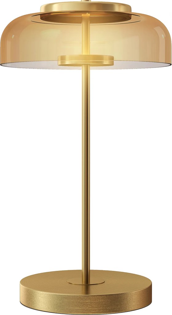 HOMCOM Lampă de masă Lampă cu lumină LED caldă, bază metalică, abajur din sticlă chihlimbar, Ø23 x 40H cm, Auriu | Aosom Romania