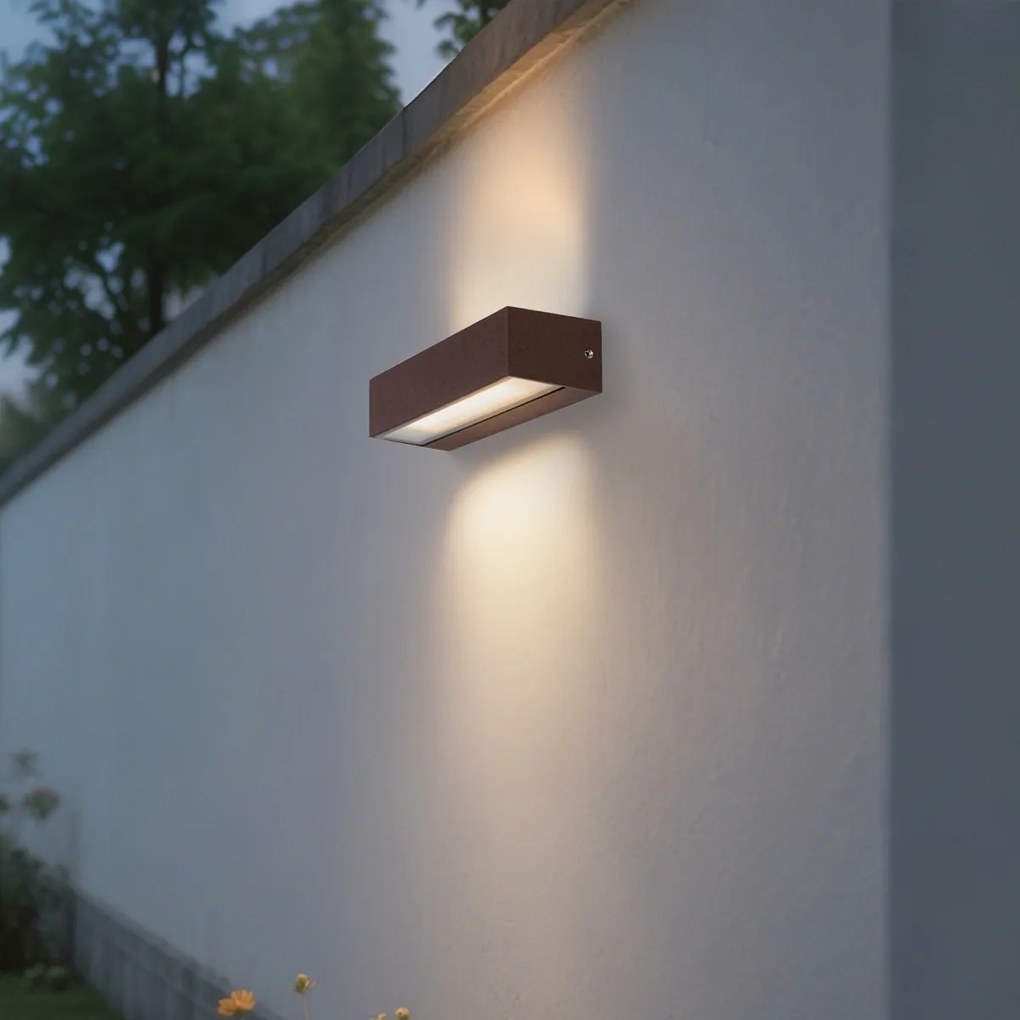 Aplică de perete industrială maro ruginiu inclusiv LED IP65 - Steph