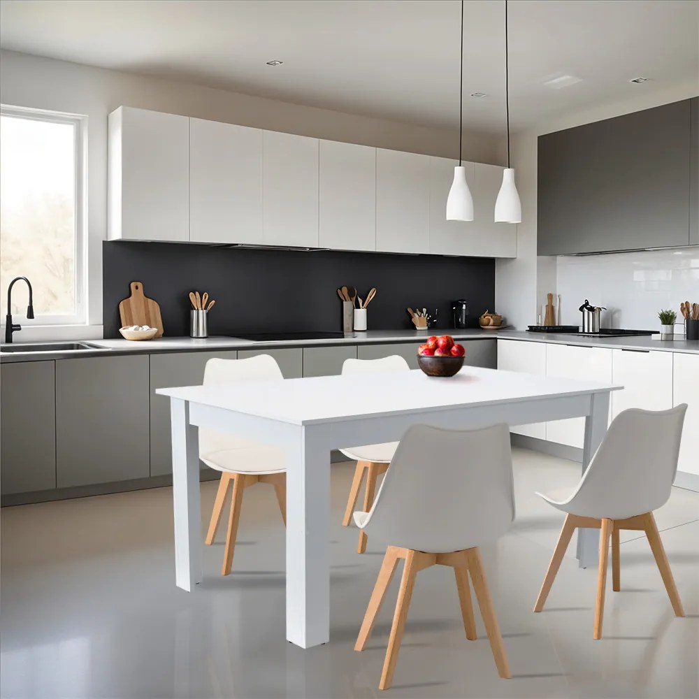 Set de masă Lola 4+1 alb-alb