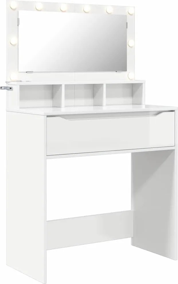 vidaXL Mese de toaletă pentru dormitor Alb lucios 80 x 39,6 x 135 cm