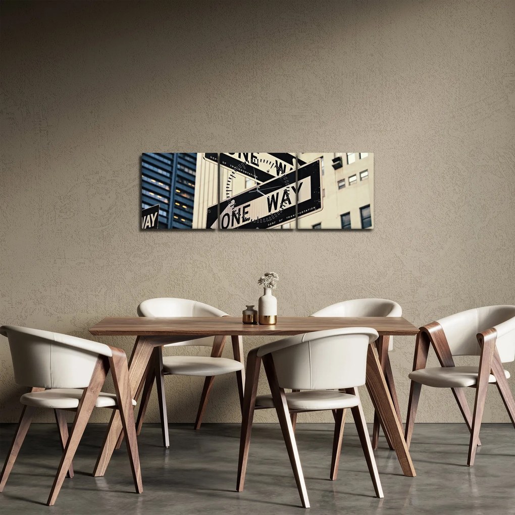 Tablou - New York ONE WAY (cu ceas) (90x30 cm)