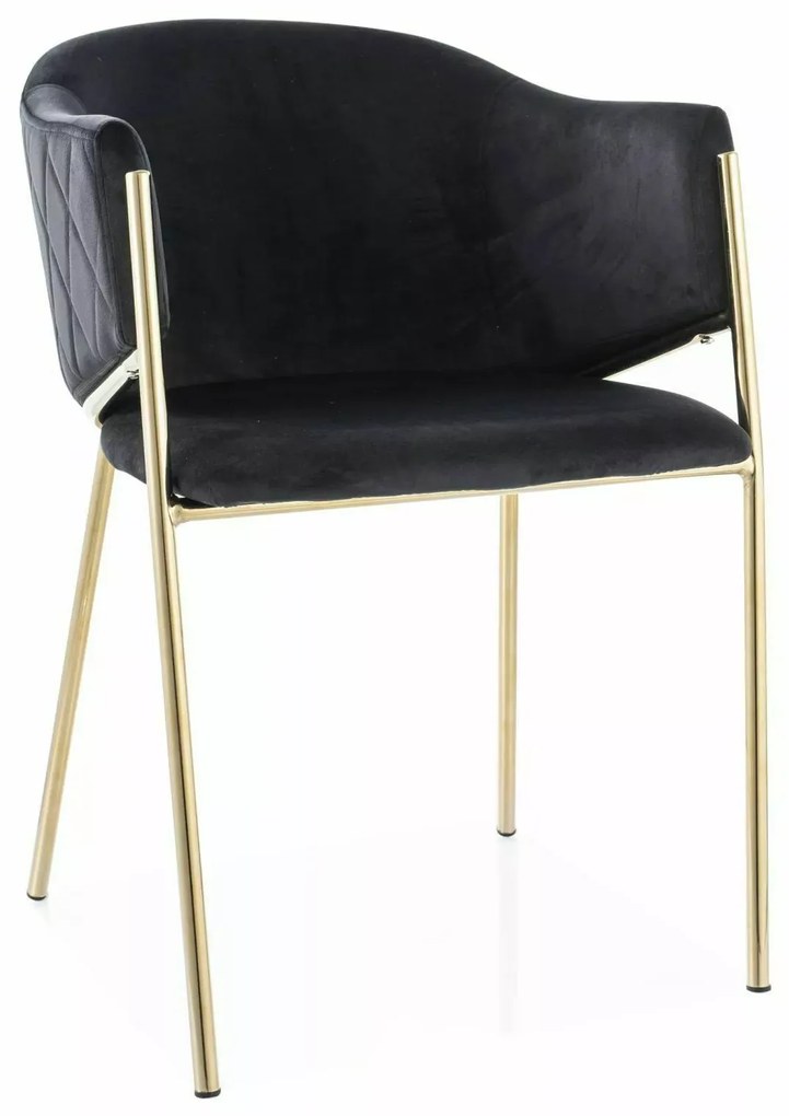 Scaun tapitat Bono Velvet - Negru/Gold