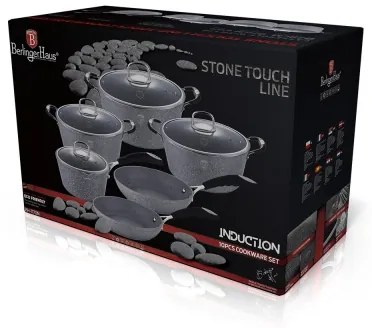 Set oale si tigai marmorate (10 piese) din aluminiu forjat Gray Stone Touch Line Berlinger Haus BH 1170N