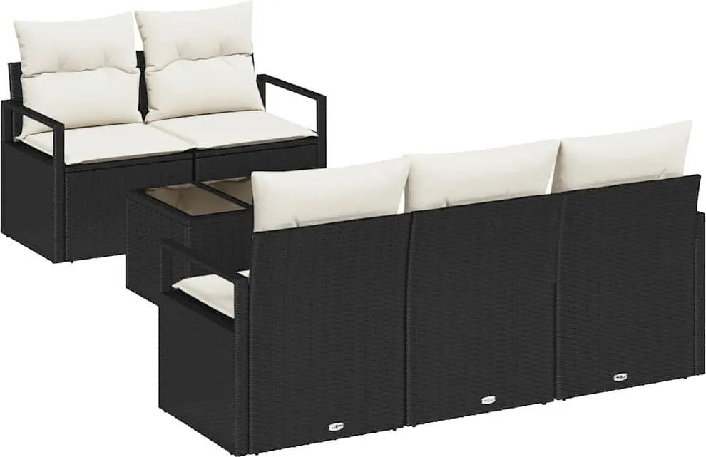 vidaXL Set de canapele pentru grădină 6 pcs Negru și Crem poliratan