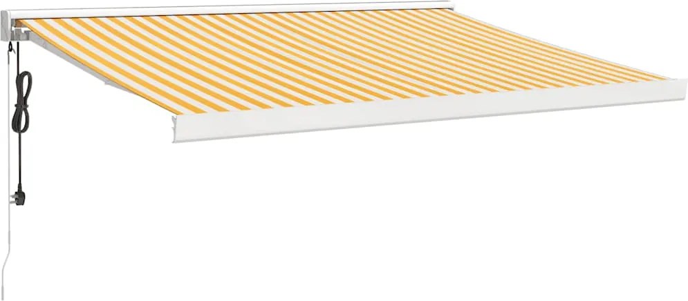 vidaXL Copertină retractabilă, galben/alb, 3x2,5 m, textil/aluminiu