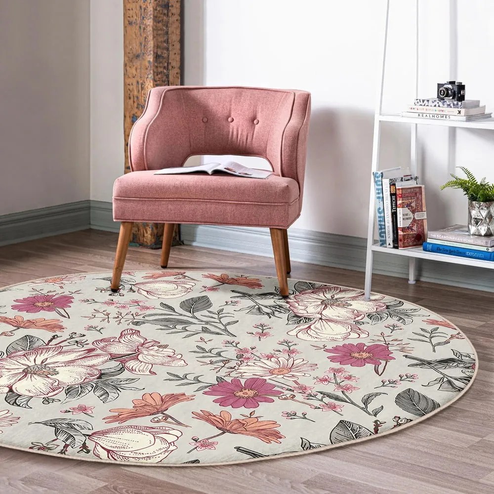 Covor rotund lavabil adecvat și pentru aspiratoare robot ø 100 cm Comfort – Mila Home