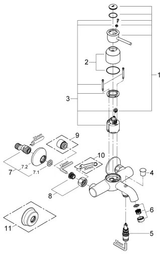 GROHE 32865000 - Baterie pentru cadă BAUCLASSIC DN 15, crom lucios