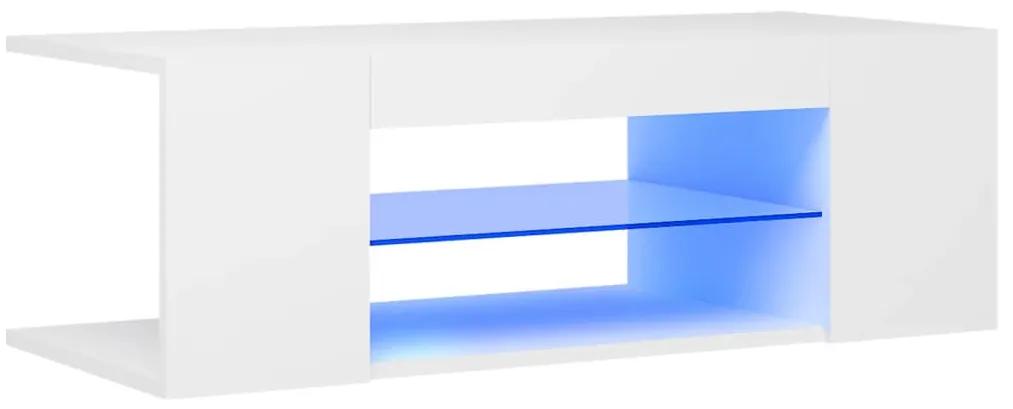 Comodă tv cu lumini led, alb, 90x39x30 cm