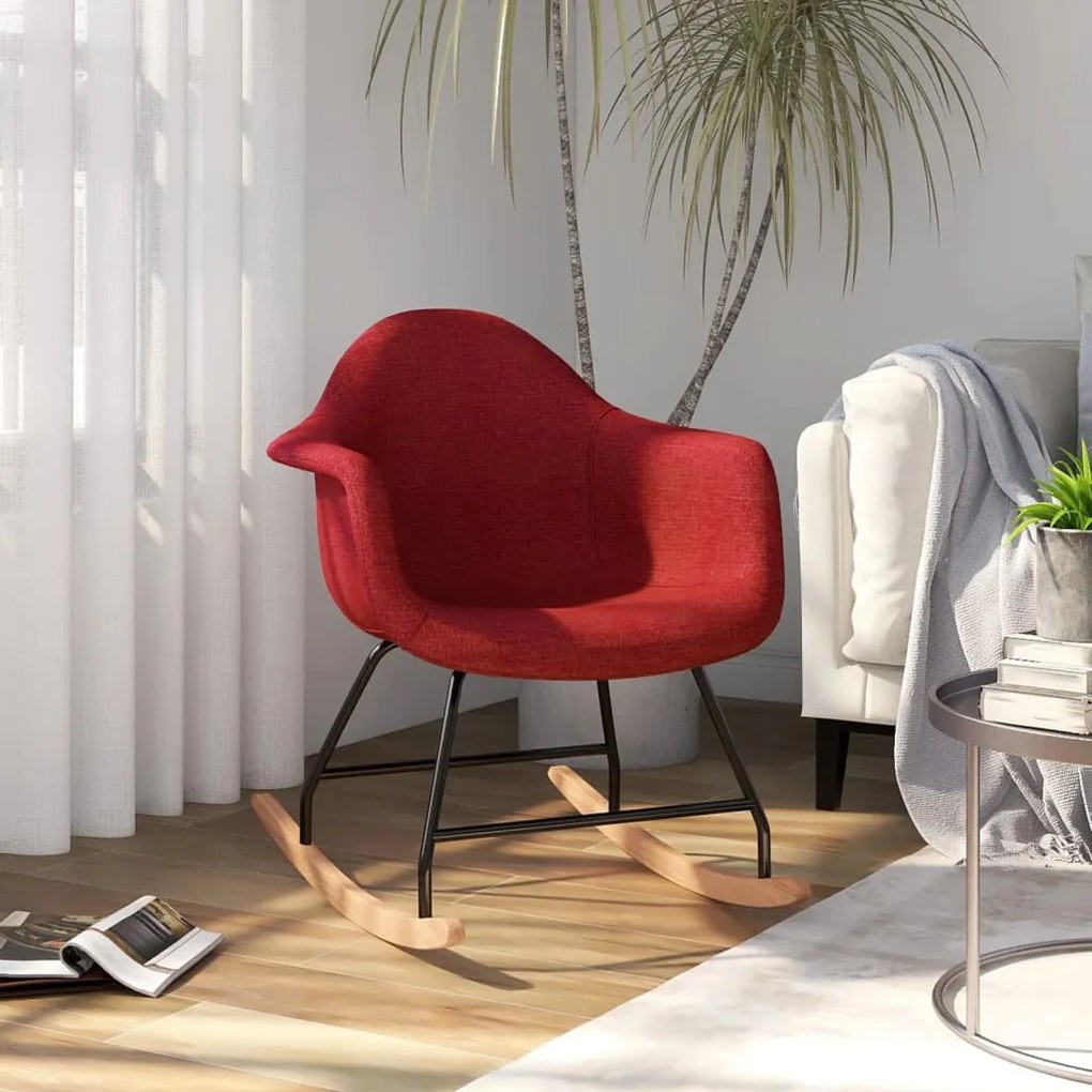 338112 vidaXL Scaun balansoar, roșu vin, material textil