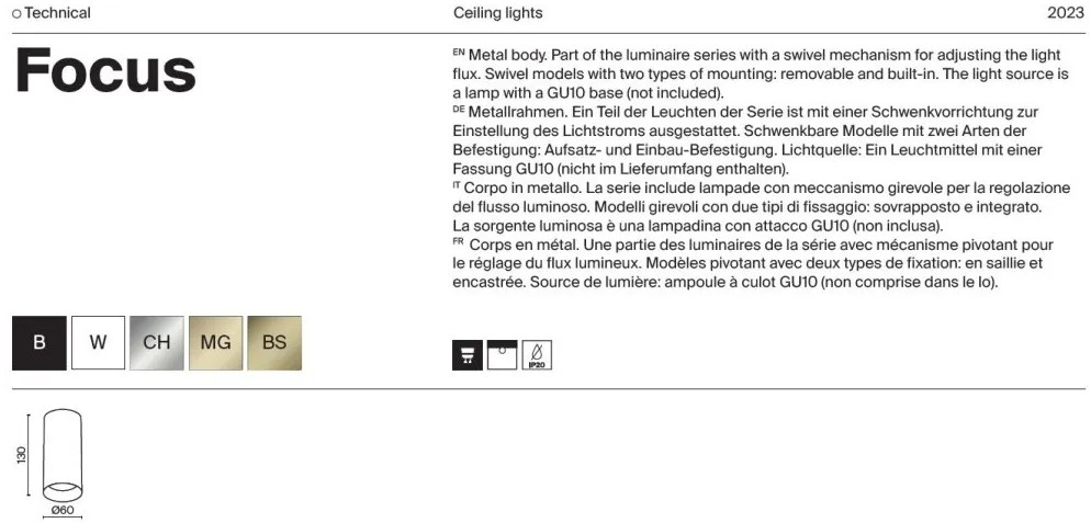 Spot aplicat design modern Focus auriu mat