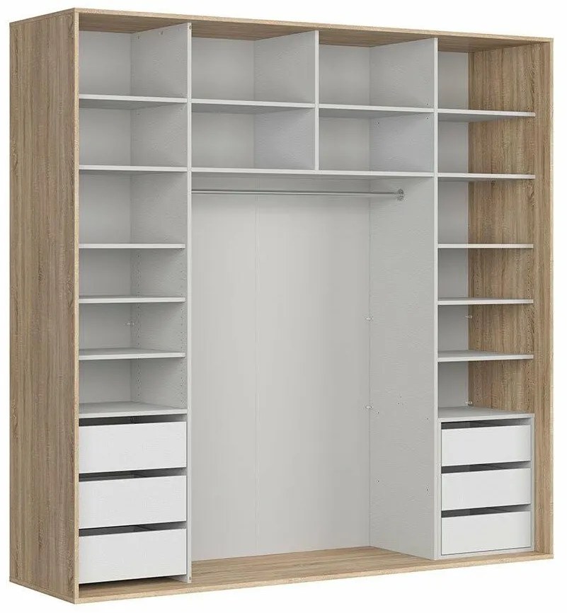 Dulap de haine cu uși culisante Flex 5 (stejar sonoma + alb) (cu oglindă). 1098243