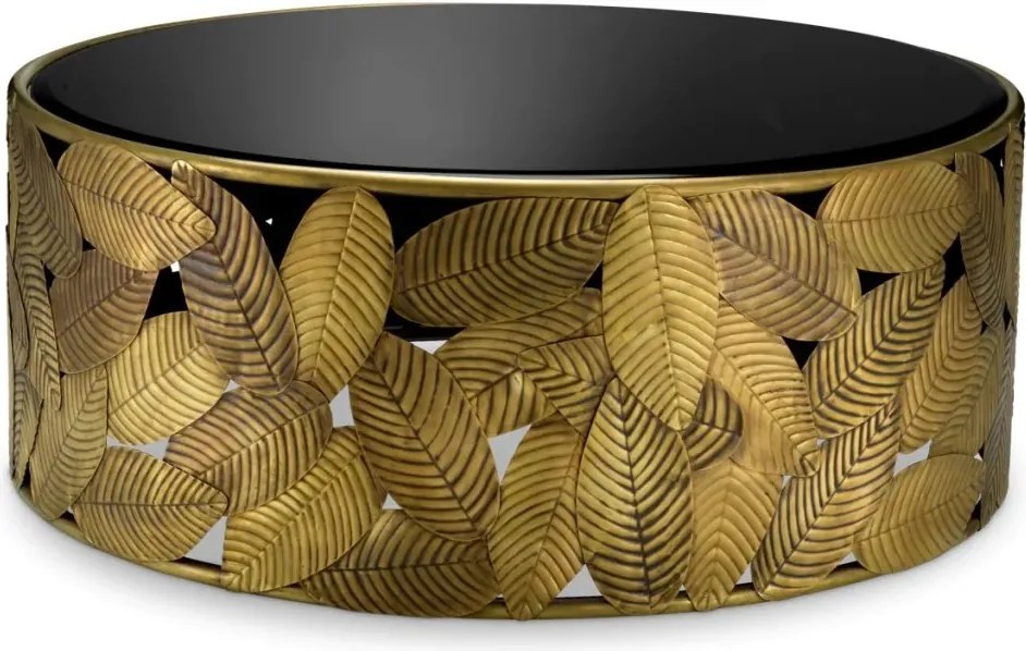 Masuta de Cafea Design LUX, Alama, Sticla, Negru, Botanico