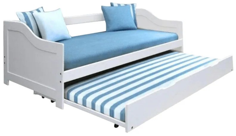 Pat cu pat suplimentar, Lemn de pin / Alb, 90x200, INTRO